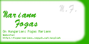 mariann fogas business card